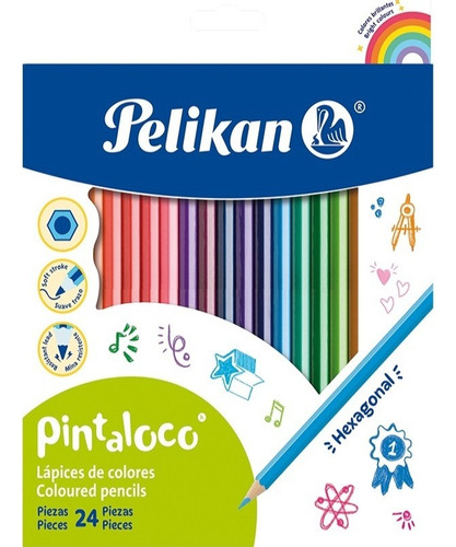 Lapices Pelikan Pinturitas Pintaloco En Estuche X24 Colores Fino