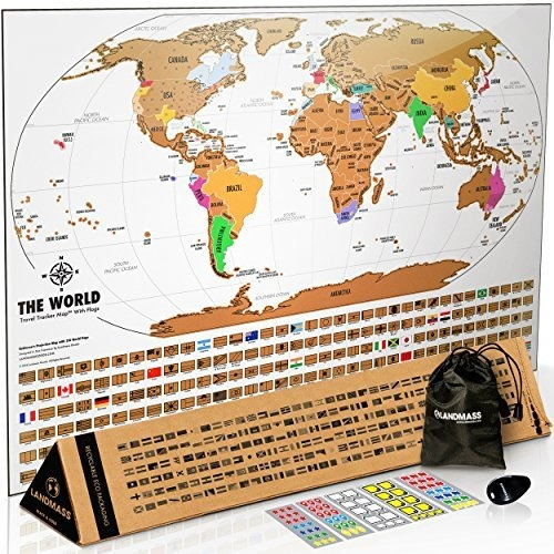 Masa De Tierra Rascar Mundial Cartel Del Mapa - Rasguño Blan
