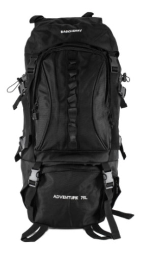 Mochila Negra Camping Trekking Aire Libre Bagcherry 75 Litros Varillas
