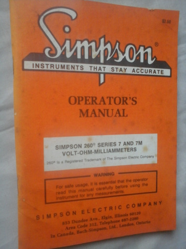 Manual Simpson Eletric 260 Series 7 E 7m