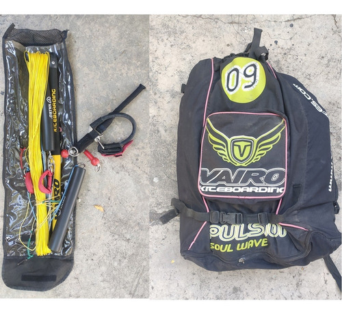 Imagen 3 de 9 de Kite Con Barra Mochila Vairo Pulsion 9 M Usado Sin Detalles