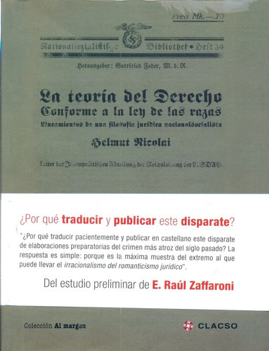 Teoria Del Derecho Conforme A La Ley De Las Razas, La, De Nicolai Helmut. Octubre Editorial, Tapa Blanda En Español, 2015