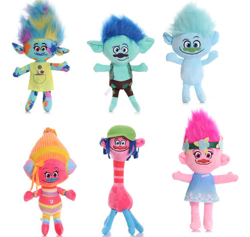 6pcs Dreamworks Trolls Muñeca Peluche Juguete Niños Regalo 