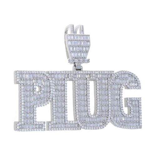 Iced Out Bling 5a Cz Plug Colgante Con Abalorio Mi Silver