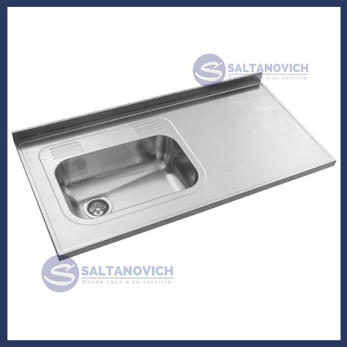 Imagen 2 de 3 de Mesada Johnson Bacha Simple Acero Inoxidabl 120x61 Izquierda