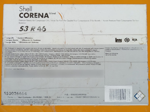 Aceite Shell Corena S3 R46 Barril De 200 Litros