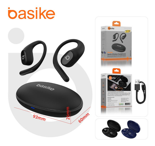 Fone de Ouvido Bluetooth Basike OWS - Bluetooth 5.4, Estéreo HD, 40h de Autonomia (7h Contínuas), Resistente ao Suor, Design Esportivo, Leve 65g, Controle Touch, Corrida e Dia a Dia (Azul Roxo)