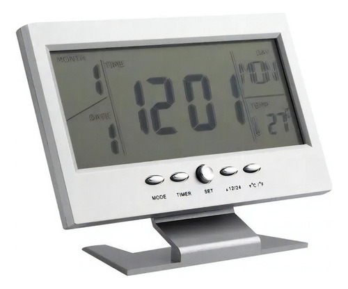 Reloj digital LCD con fecha y hora, alarma, temperatura, LED