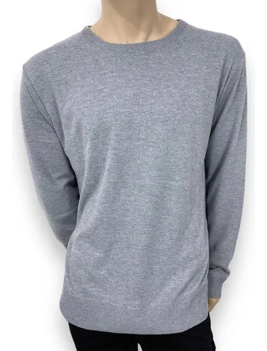 Sweater Pullover De Hilo Y Lycra Liso - Hombre