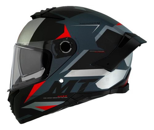 Casco Mt Helmets Thunder 4sv Exeo B5 Negro/ Rojo Para Moto Color Negro Tamaño Del Casco S (55-56 Cm)