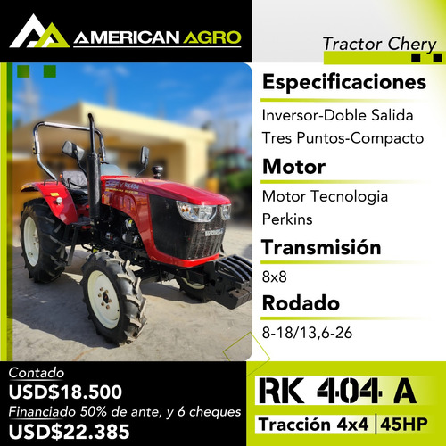 Tractor Chery 45hp 4x4 Tipo John Deere - Financiación Propia