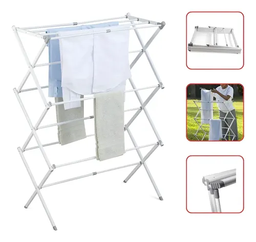 Varal Vertical Retrátil De Chão Dobrável Portátil Compacto