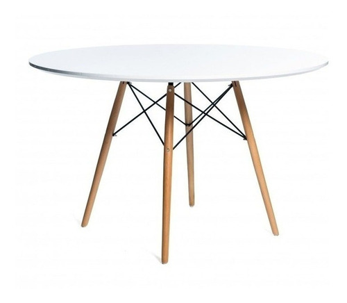 Mesa Eames De Comedor Tapa Redonda 100cm Patas De Madera