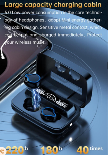 Imagen 9 de 10 de Audífonos Inalámbricos M9 Tws Waterproof + Poder Bank + Mic