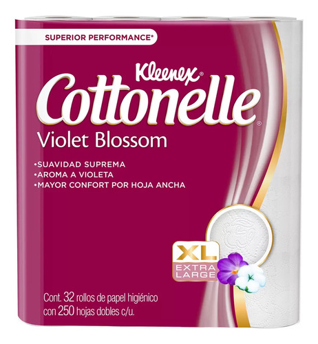 Kleenex Cottonelle Violet Blossom, Papel Higiénico 32 Piezas