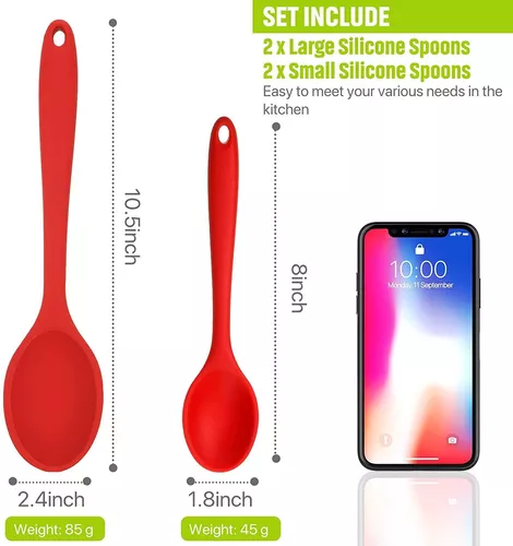 Espátulas y cucharas de silicona para cocinar, paquete de 4 utensilios de  cocina de silicona resiste…Ver más Espátulas y cucharas de silicona para
