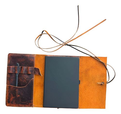 Libreta Vintage De 100% Piel Mexicana 23x18cm Crpacbcf Color Dorado oscuro