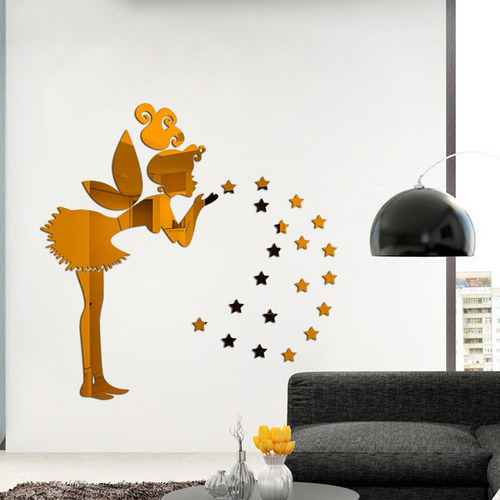 Adesivos De Parede Com Espelho 3d Diy Acrílico Fairy Star Ro