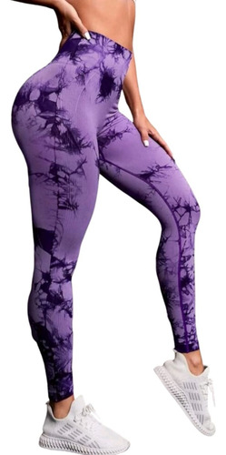 Lycra Leggings Tie Dye Push Up - Morado Oscuro Ref. 1195