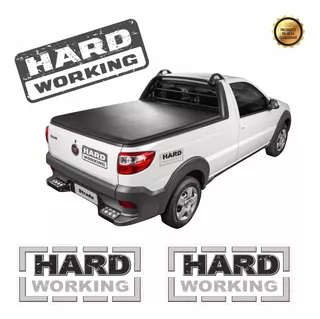 Kit 3 Adesivos Hard Working Lateral E Traseira Fiat Strada