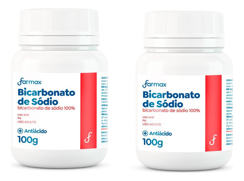 Kit C/ 2 Bicarbonato De Sódio Em Pó 100g Farmax