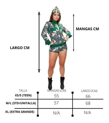 Disfraz Soldada Militar Camuflaje Con Accesorios Dama