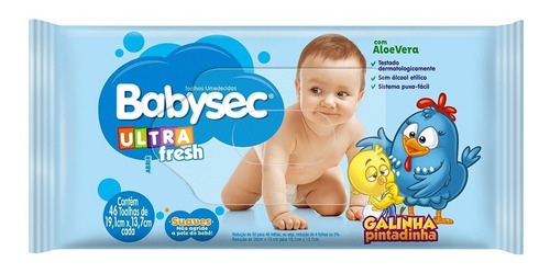 Imagem 3 de 6 de Lenço Umedecido Babysec Galinha Pint Ultrafresh 46 Unids