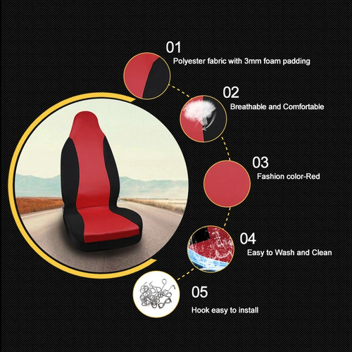 X2 Fundas Cubre Asiento Individual Delantero Tela Auto
