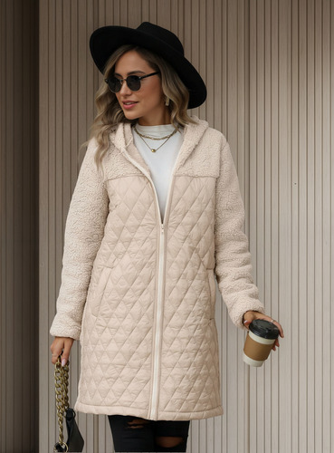 Abrigo De Felpa Con Cremallera Y Capucha De Moda Para Mujer