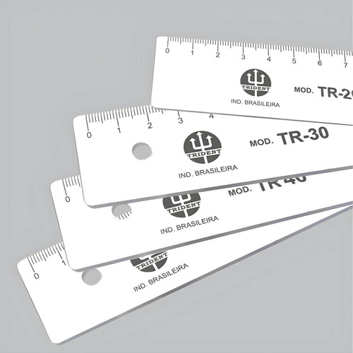 Régua Em Pvc Opaca Trident Branca 15cm Mod Op-15 Cor Variada