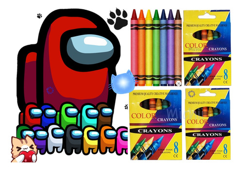 10 Libros Para Colorear Amongus + 10 Cajitas Crayones (8) :)