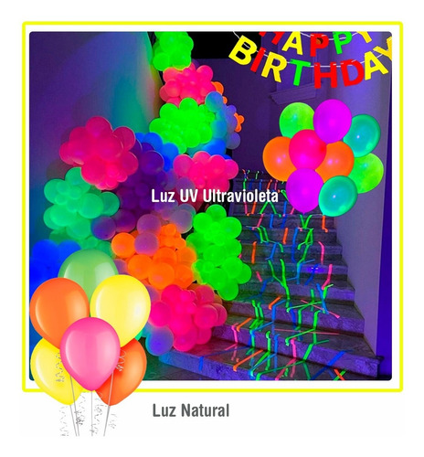 Globos Latex Fluorente Neón 9 Pulgadas 100 Unidades