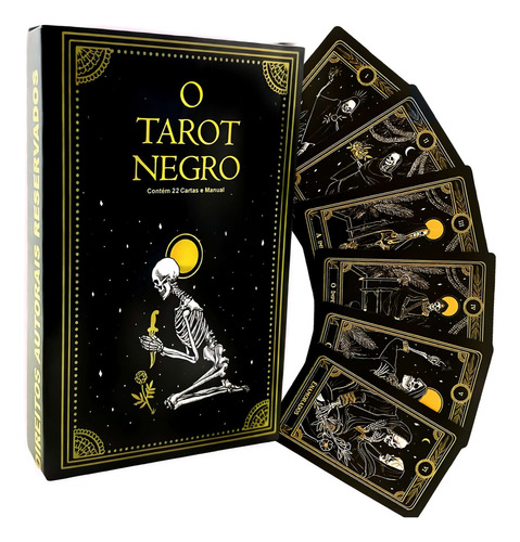 Baralho Tarot Marselha Negro 22 Cartas + Manual Quimbanda