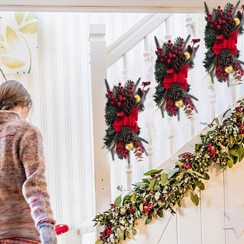 Decoración Navideña De Ratán Al Revés Con Forma De Árbol Par