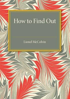 Libro How To Find Out - Lionel Roy Mccolvin