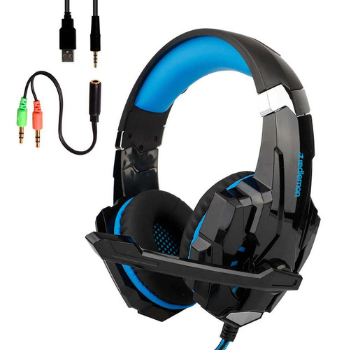 Audífonos Gamer Sonido Hd 360° Micrófono Led De Color G9000 Color Azul