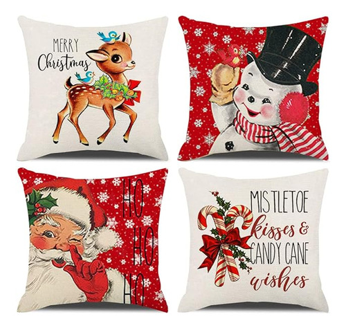 Juego De 4 Fundas De Almohada Decorativas De Navidad De 20 X