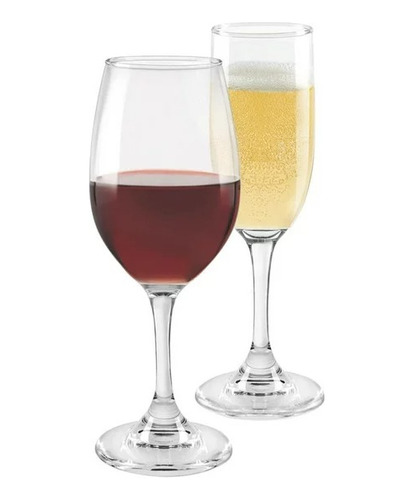 Juego De 6 Copas De Vino De Cristal Y 6 Copa De Champaña