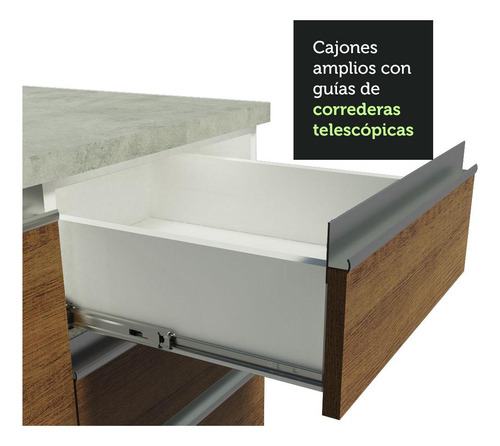 Armario De Cocina Integral Esquinera 349cm Glamy Madesa 03 Color Blanco