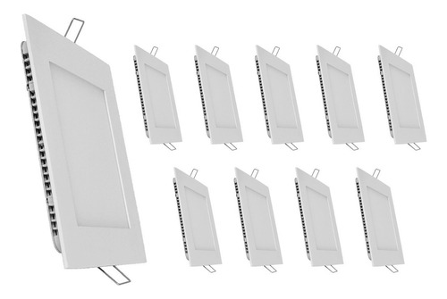 FASE Combo X 10 Plafón Panel Led Embutir 24w Luz Cálida Cuadrado Color Blanco