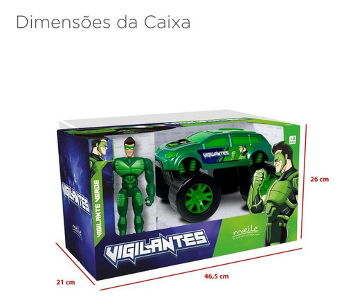 Imagem 4 de 5 de Conjunto Boneco Articulado + Carrinho Vigilante Verde Mielle
