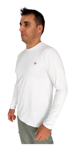 Camiseta De Pesca Masculina Proteção Uv Fishing Co Branca