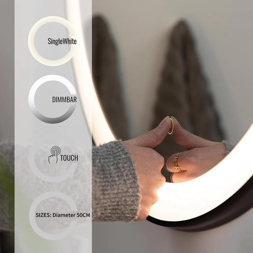 Espejo Baño Led Táctil Circular Inteligente Con Luz