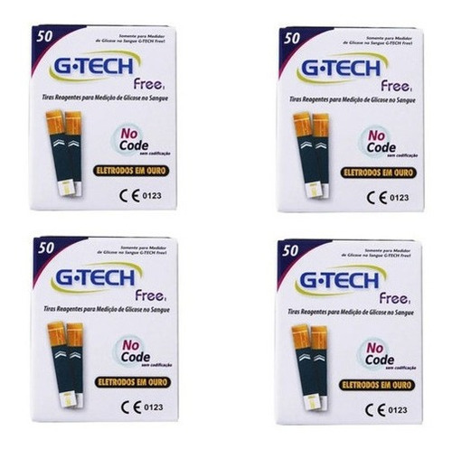 Kit 200 Tiras / Fitas Para Teste De Glicemia G-tech Free