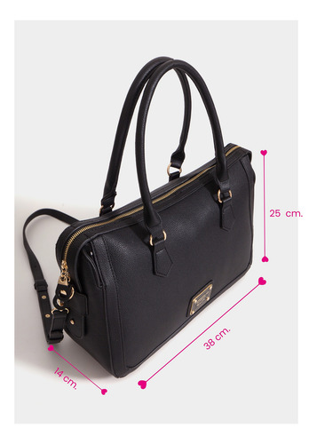 Cartera Aurora Grande Bandolera Juanita Jo Mujer Oficina Negro Lisa