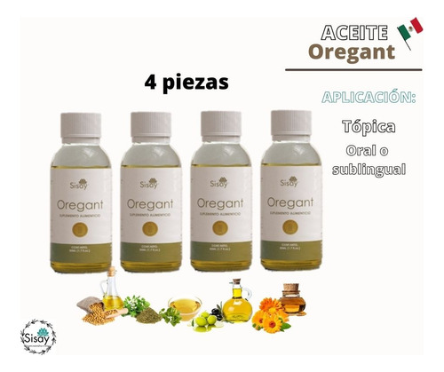 Aceite Oregant Sisay 4 Piezas Con 50ml C/u