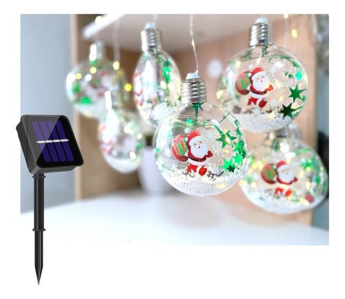 Cortina Solar Esferas Trasparentes Luces Led  Navidad 2.5m