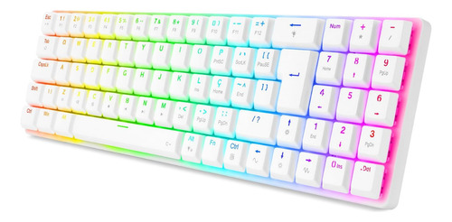 Teclado Mecânico Gamer Ashe Rgb Branco Switch Marrom K626-kb Lunar White Português Abnt2