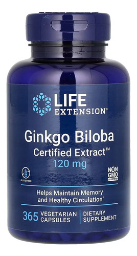Life Extension Ginkgo Biloba 120 Mg, 365 Cápsulas Sabor Sin Sabor