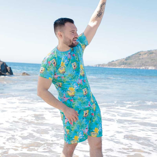 Quiubolee! Traje De Baño Caballero Bob Y Patricio Tropical Azul Marino G